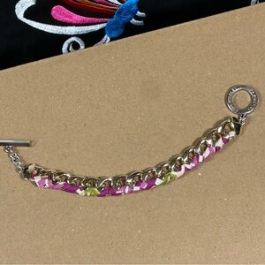 Vera Bradley Silver and Pink Chain Bracelet